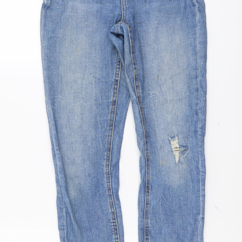 Denim & Co. Womens Blue Cotton Straight Jeans Size 8 L27 in Regular Button