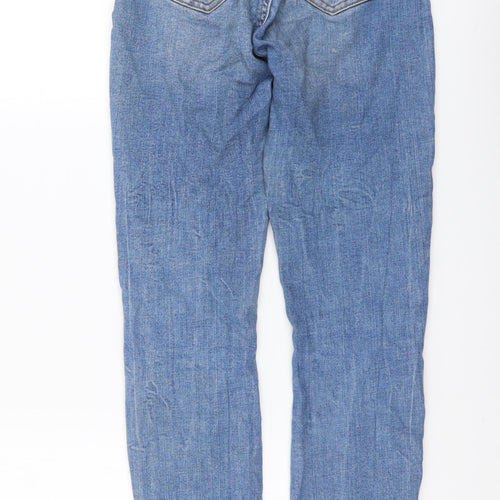 Denim & Co. Womens Blue Cotton Straight Jeans Size 8 L27 in Regular Button