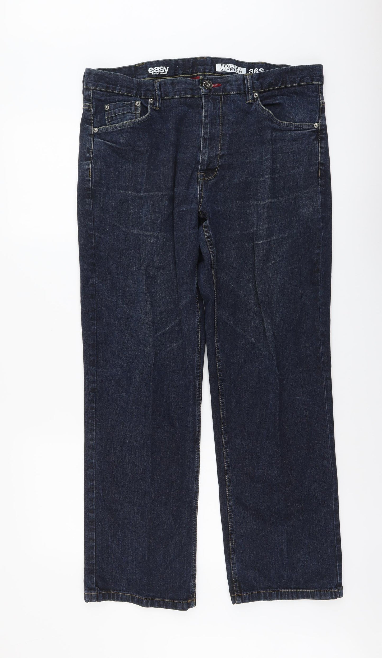 Easy Mens Blue Cotton Straight Jeans Size 36 in L29 in Regular Button