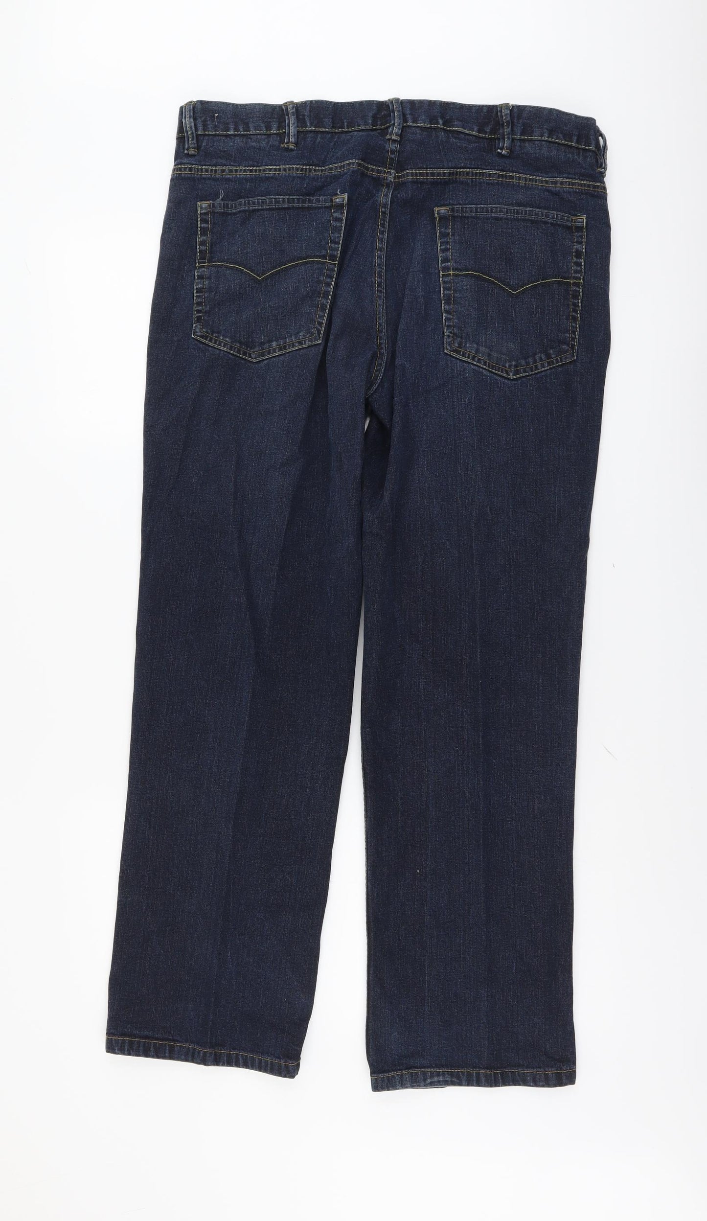 Easy Mens Blue Cotton Straight Jeans Size 36 in L29 in Regular Button