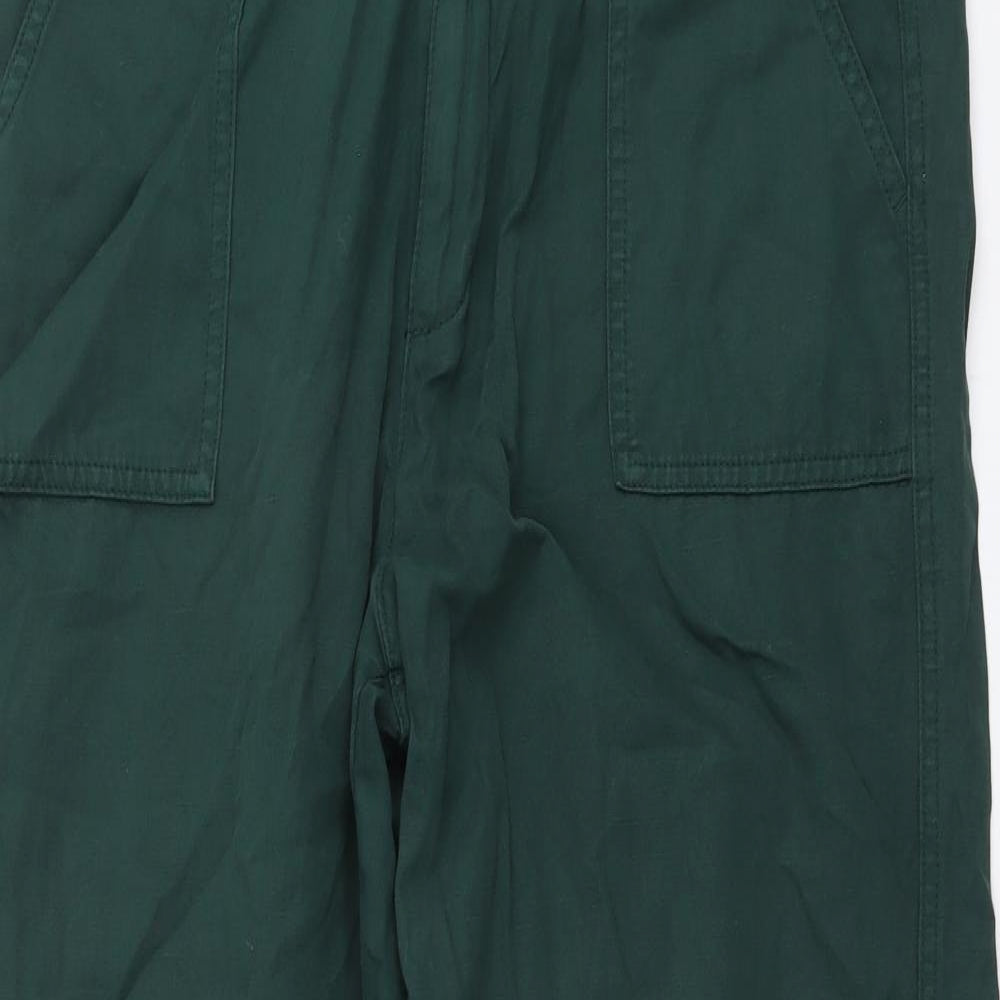 Trenery Womens Green Cotton Trousers Size 14 L28 in Regular Button