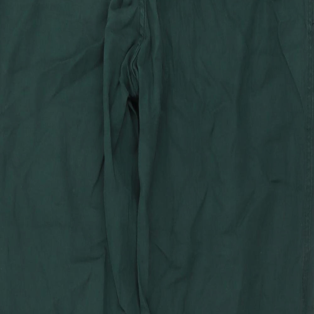 Trenery Womens Green Cotton Trousers Size 14 L28 in Regular Button