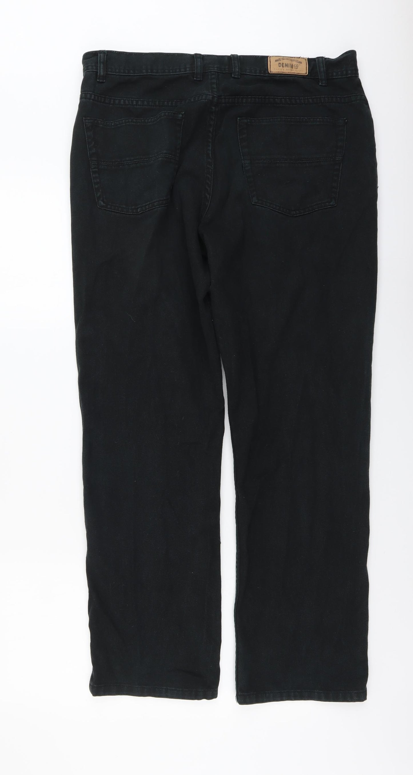 Denim & Co. Mens Black Cotton Straight Jeans Size 36 in L30 in Regular Button
