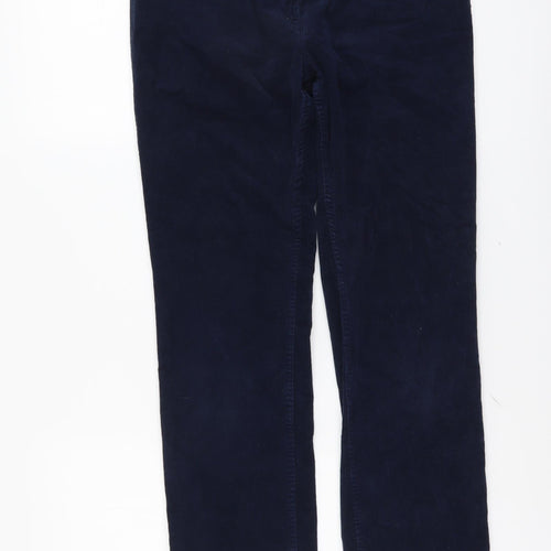 Marks and Spencer Womens Blue Cotton Trousers Size 12 L27 in Regular Button