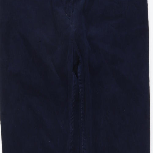 Marks and Spencer Womens Blue Cotton Trousers Size 12 L27 in Regular Button