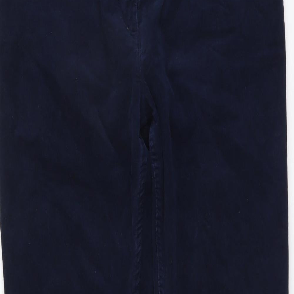 Marks and Spencer Womens Blue Cotton Trousers Size 12 L27 in Regular Button