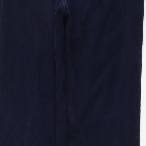 Marks and Spencer Womens Blue Cotton Trousers Size 12 L27 in Regular Button