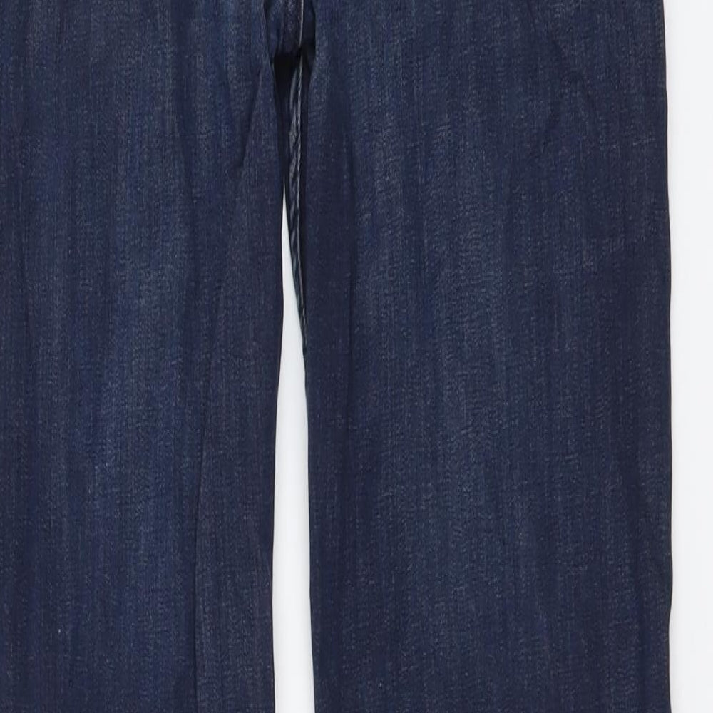 Per Una Womens Blue Cotton Straight Jeans Size 14 L29 in Regular Button
