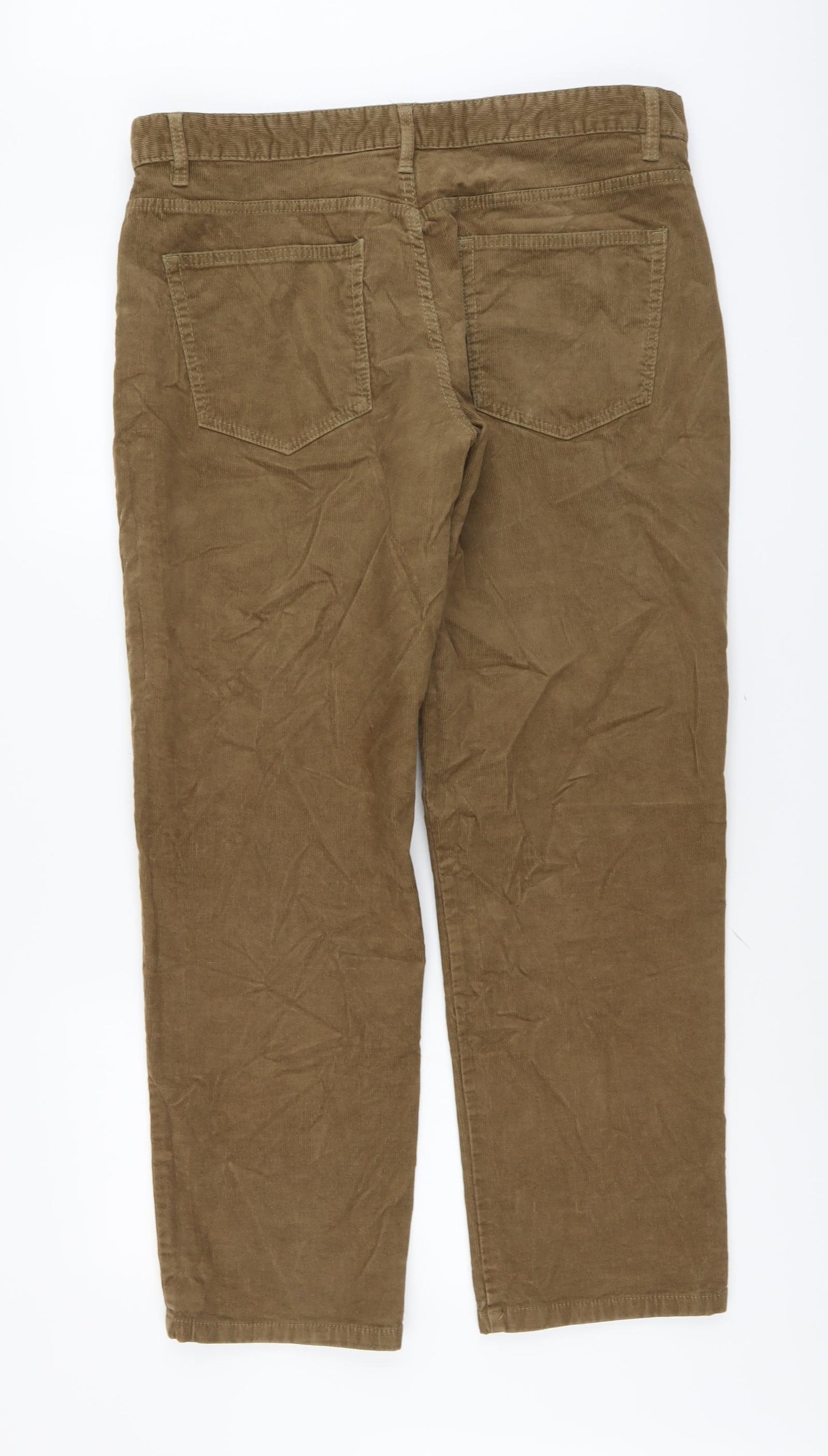 TU Mens Brown Cotton Trousers Size 36 in L30 in Regular Button