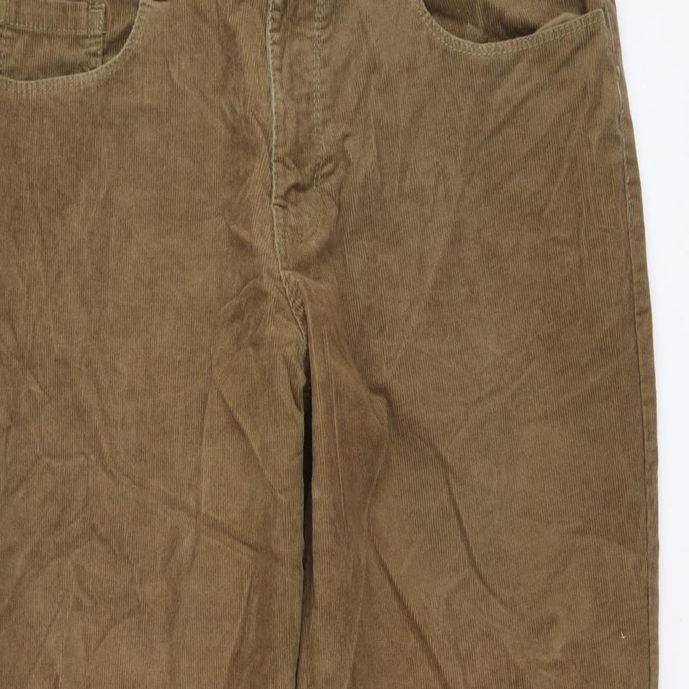 TU Mens Brown Cotton Trousers Size 36 in L30 in Regular Button