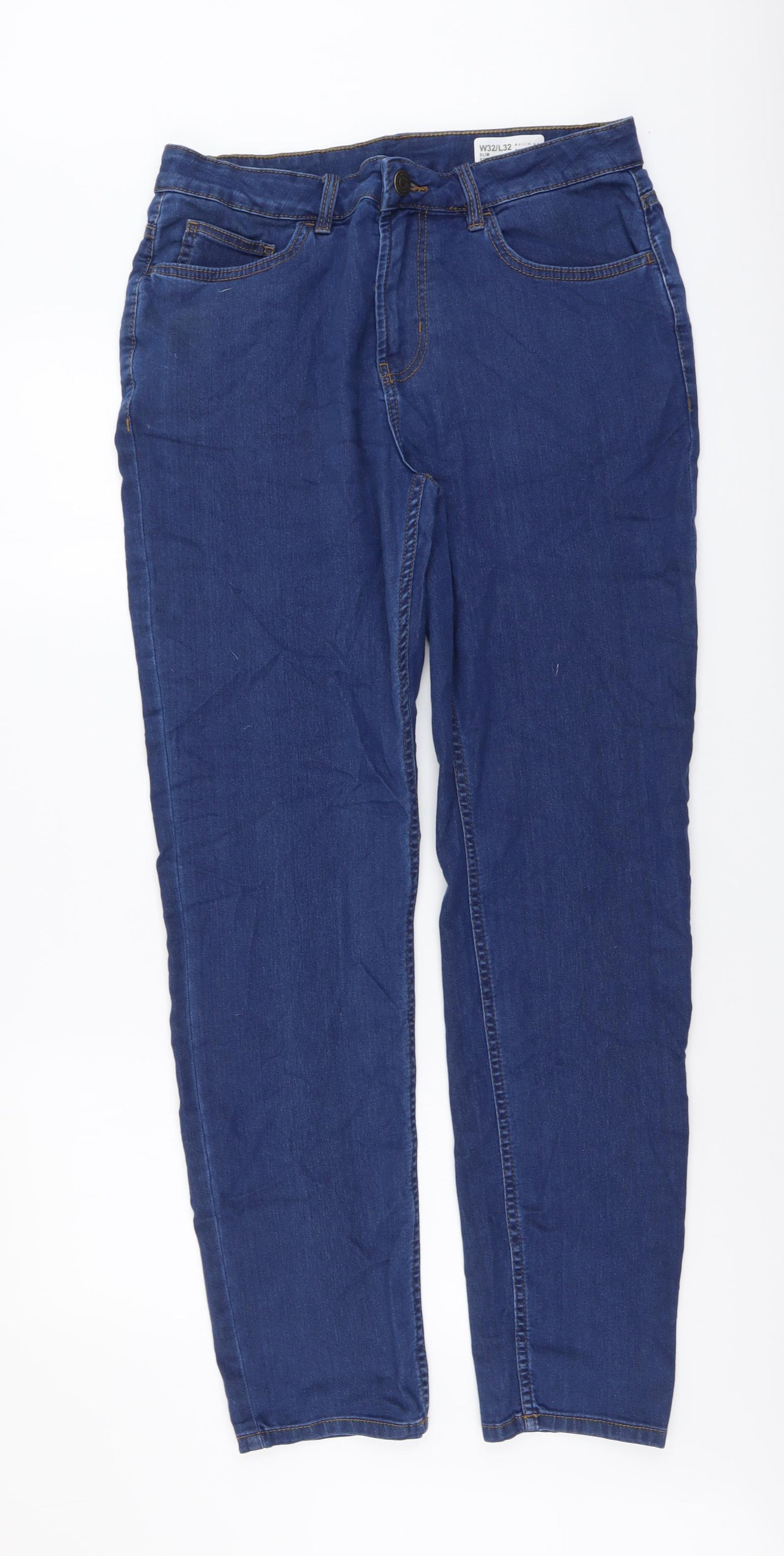 Denim & Co. Mens Blue Cotton Skinny Jeans Size 32 in L32 in Regular Button