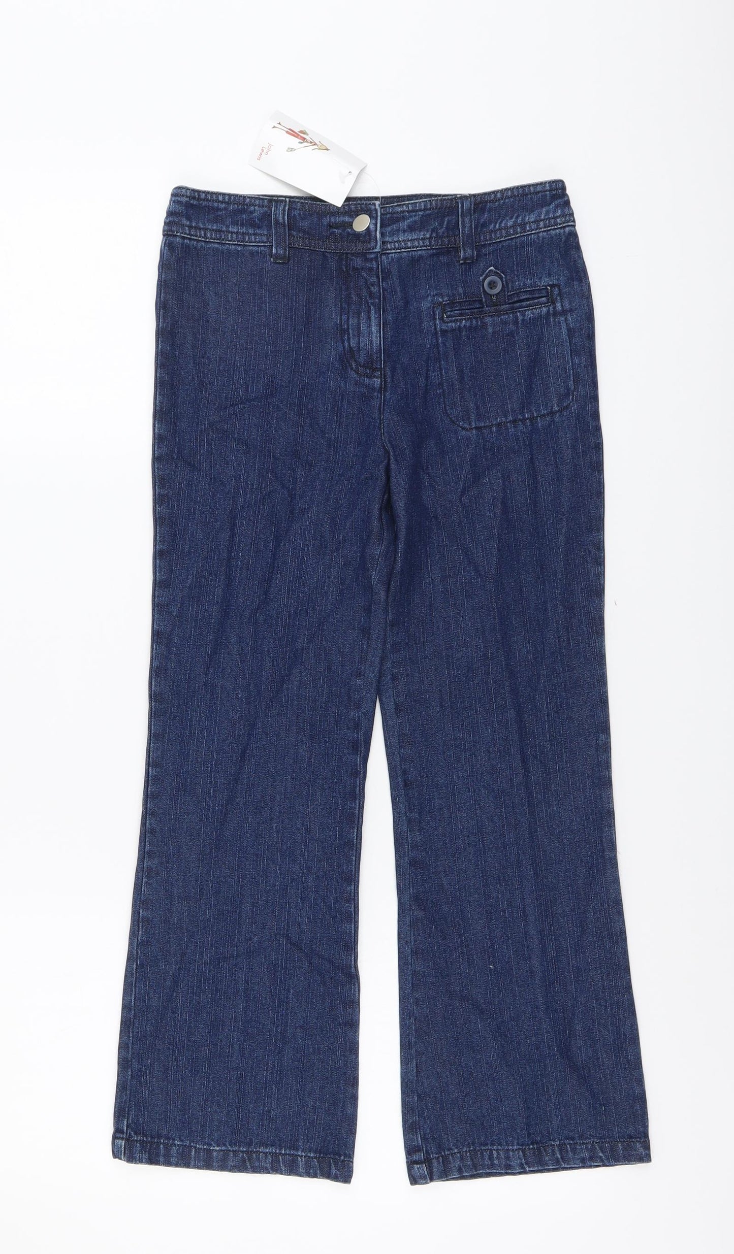 John Lewis Girls Blue Cotton Straight Jeans Size 8-9 Years Regular Button