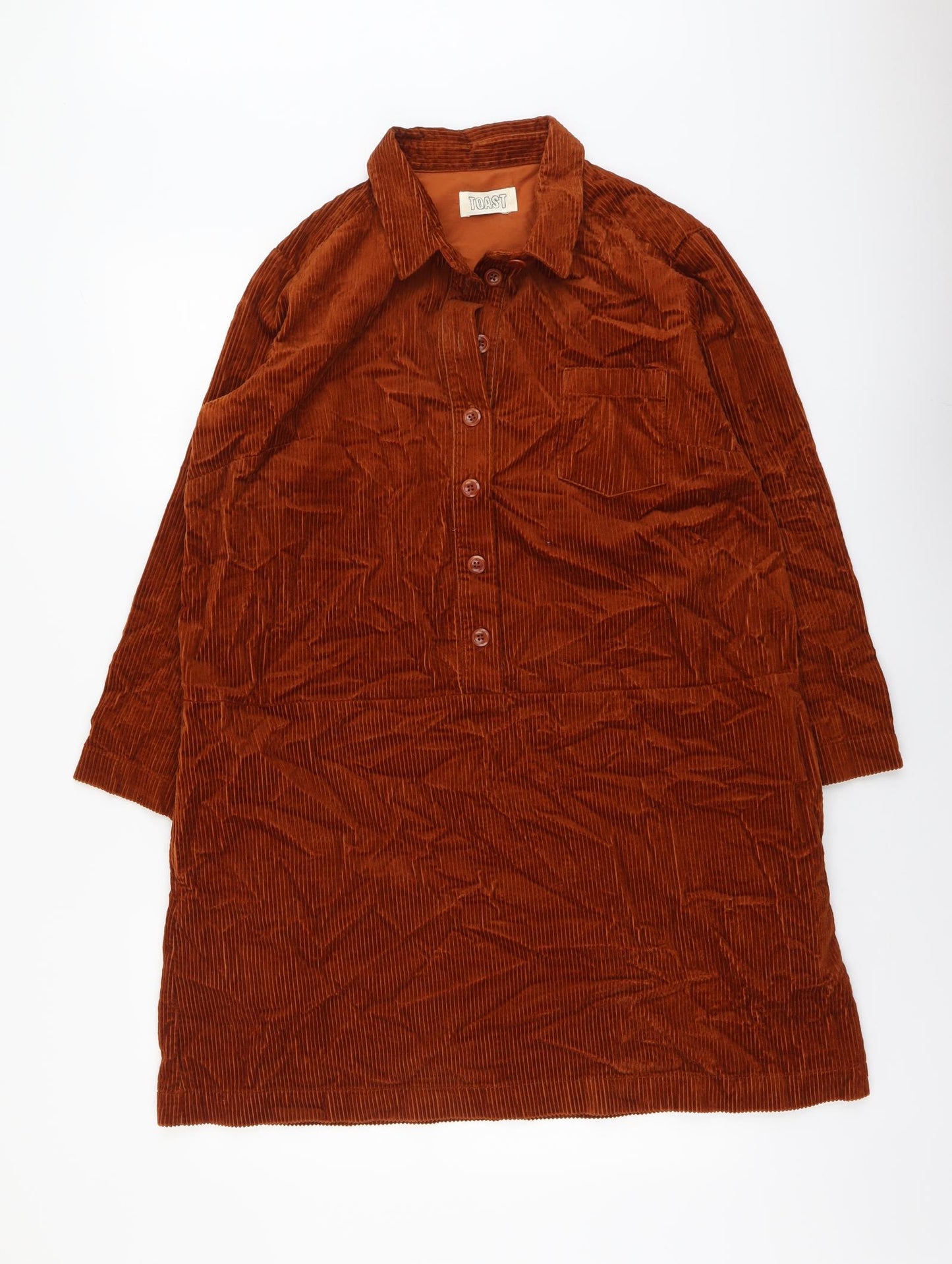 Toats Womens Brown Cotton Shirt Dress Size 14 Collared Button