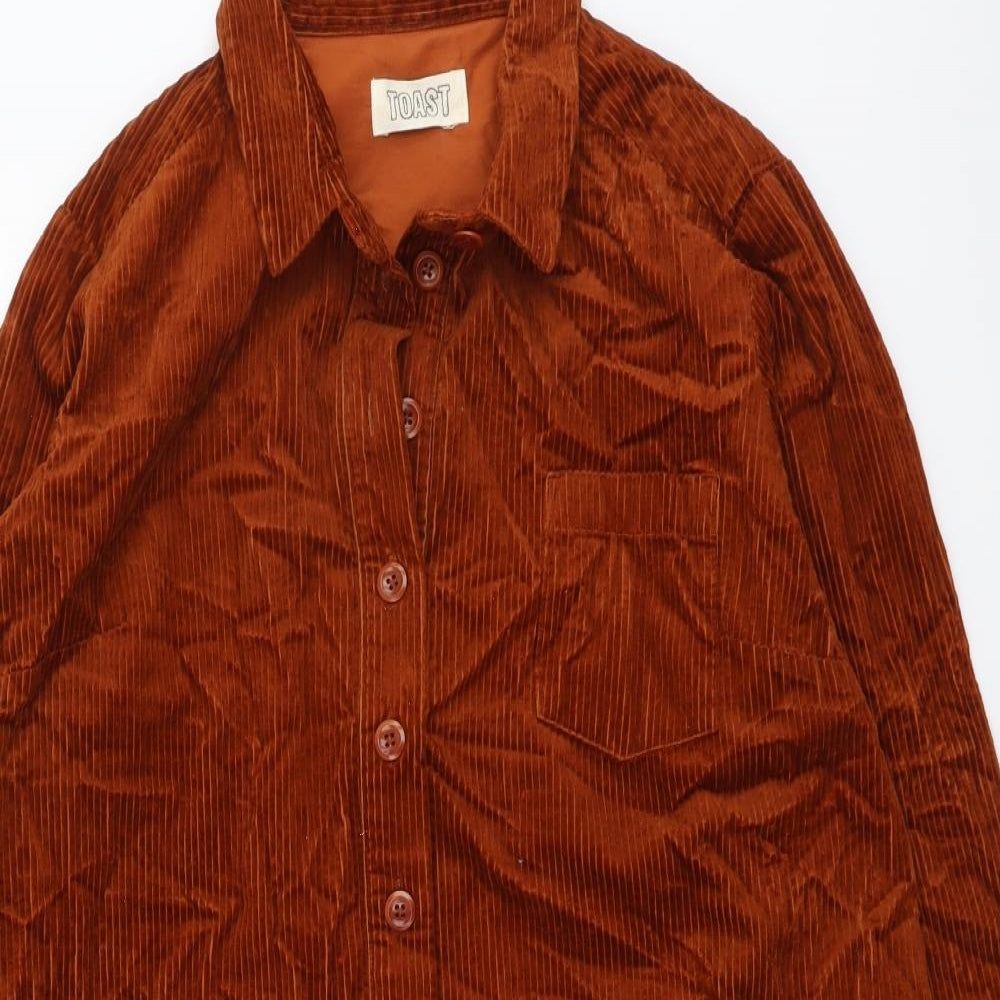 Toats Womens Brown Cotton Shirt Dress Size 14 Collared Button