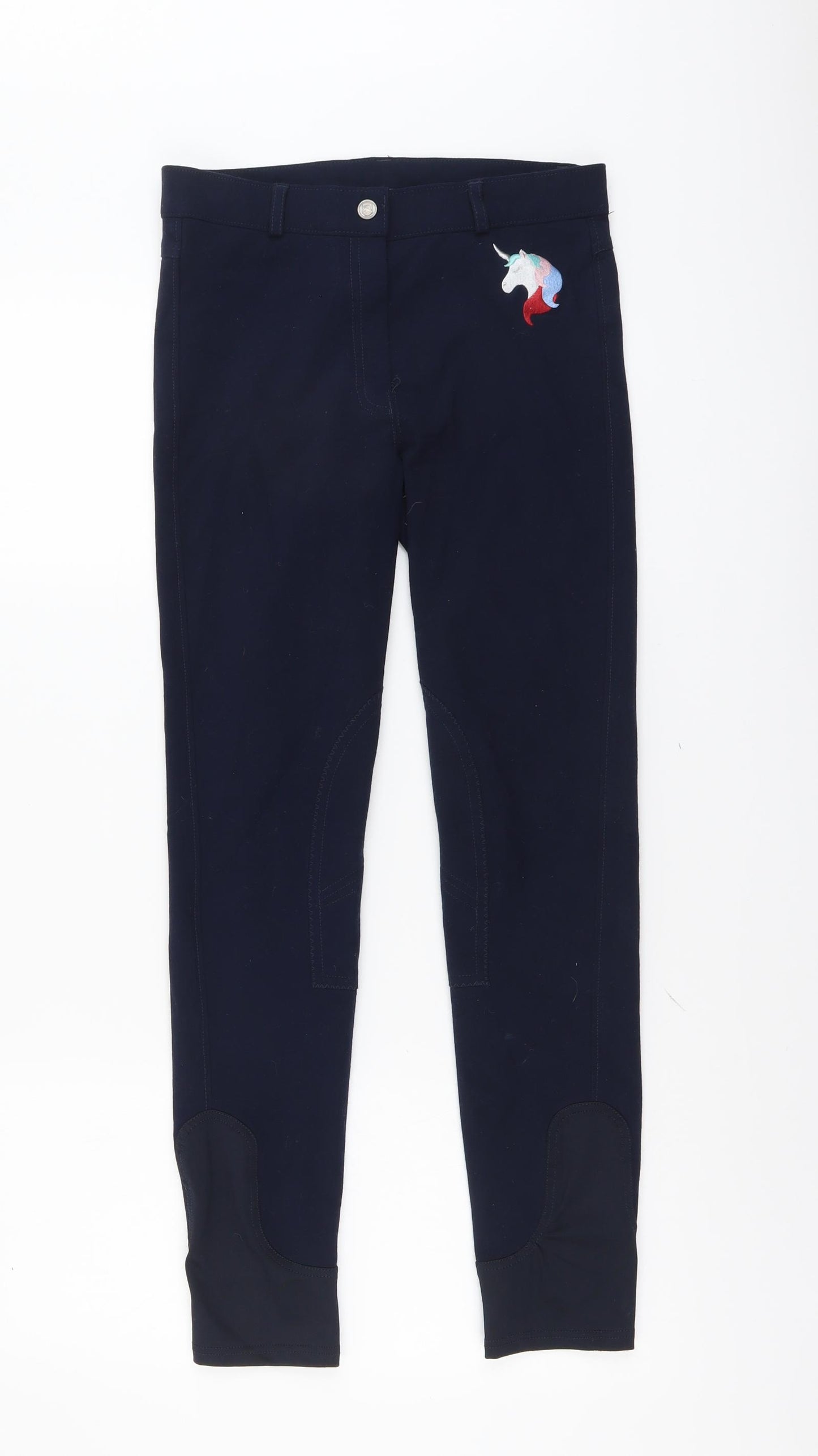 Requisite Girls Blue Polyester Jogger Trousers Size 13 Years Regular Button - Unicorn Leggings