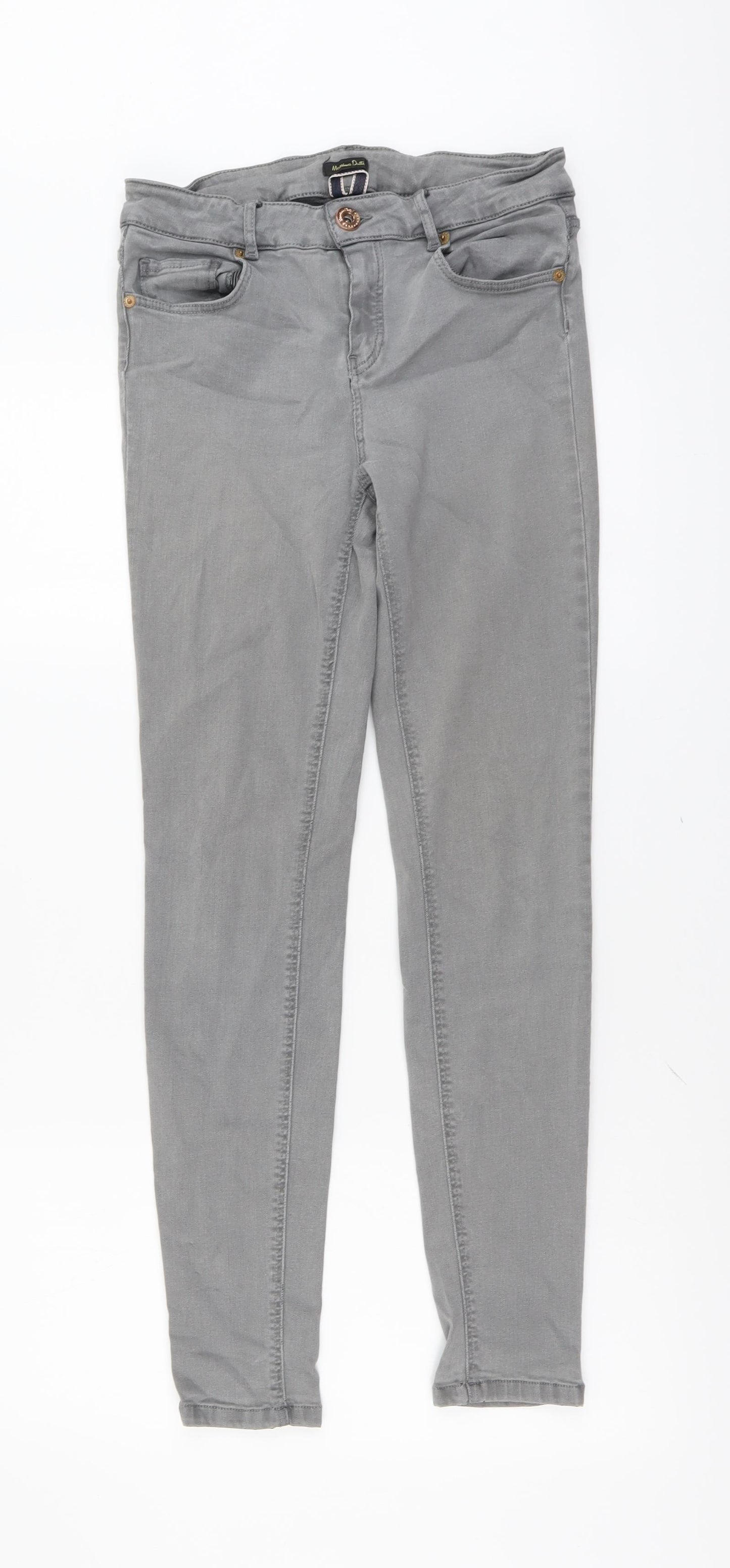 Massimo Dutti Womens Grey Cotton Skinny Jeans Size 12 L29 in Regular Button