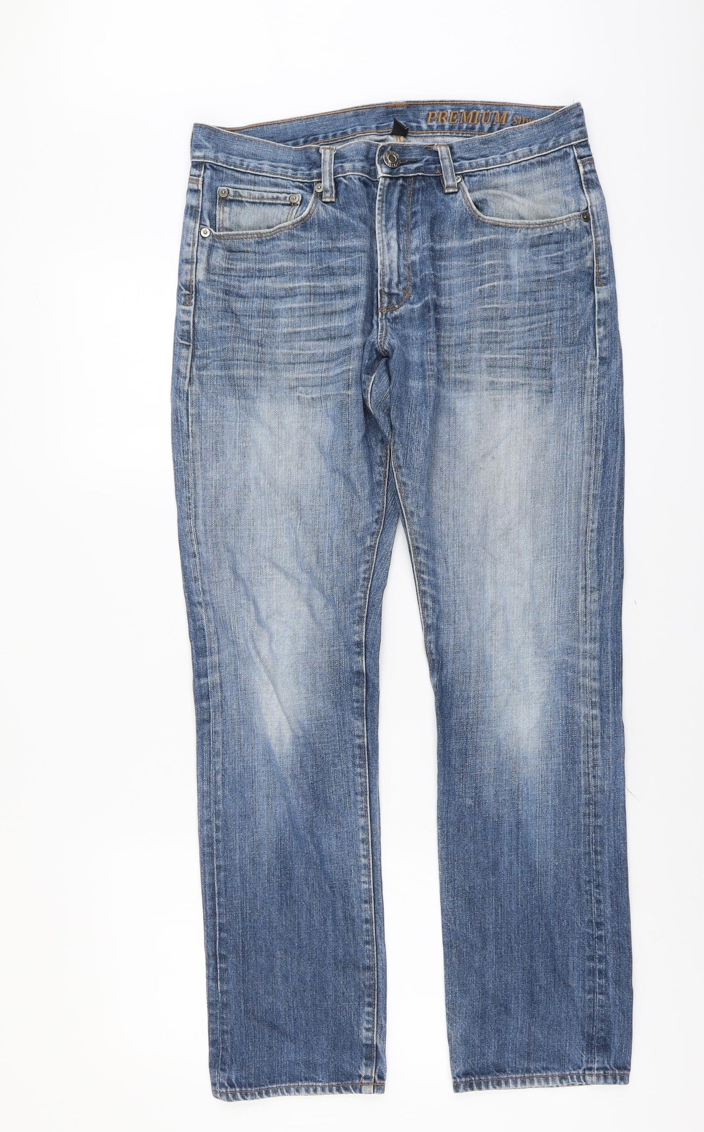 Gap Mens Blue Cotton Straight Jeans Size 32 in L32 in Regular Button