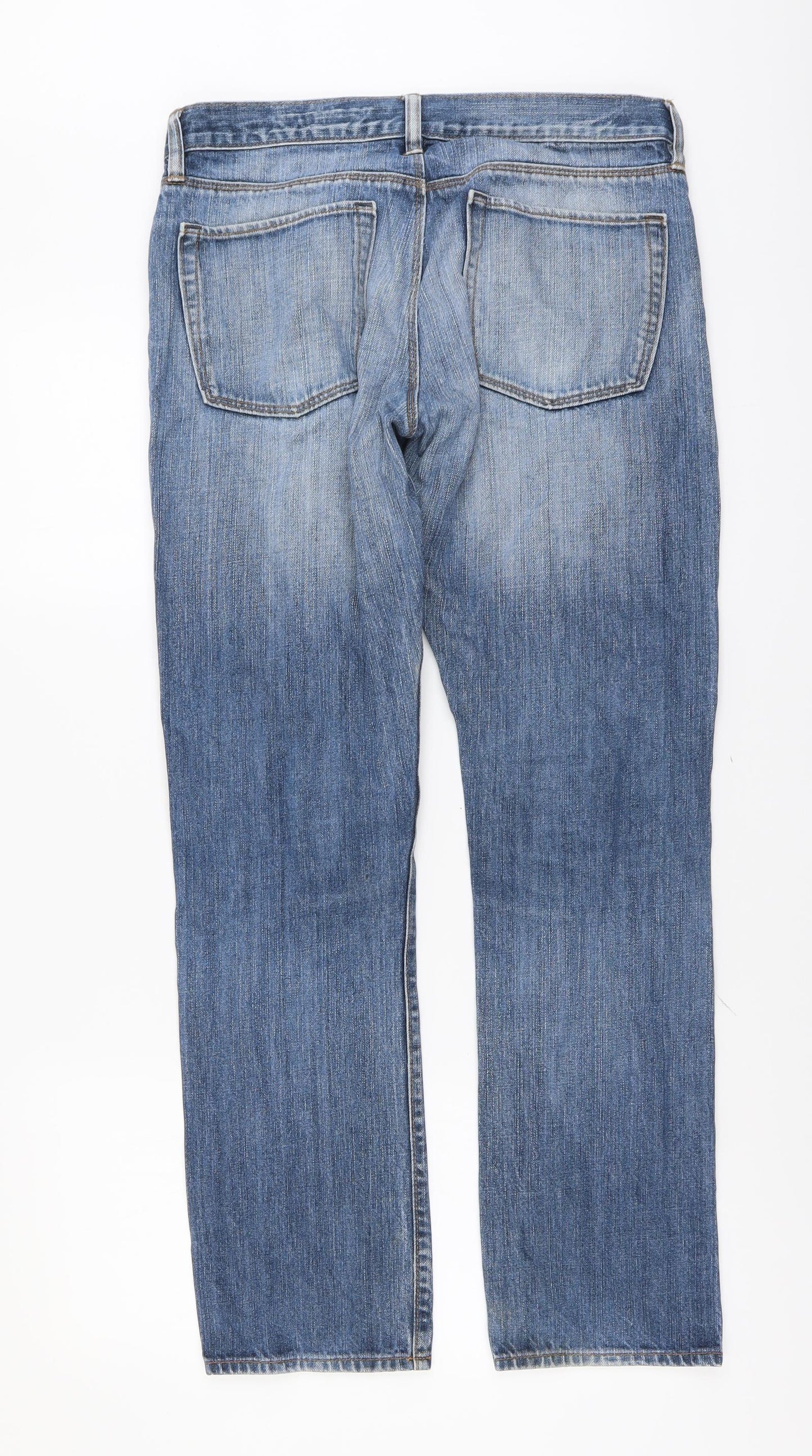 Gap Mens Blue Cotton Straight Jeans Size 32 in L32 in Regular Button