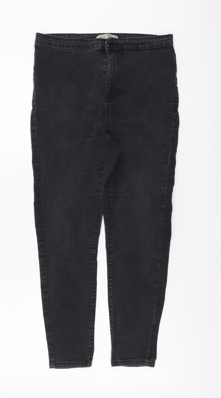 Denim & Co. Womens Grey Cotton Skinny Jeans Size 12 L24 in Regular Button