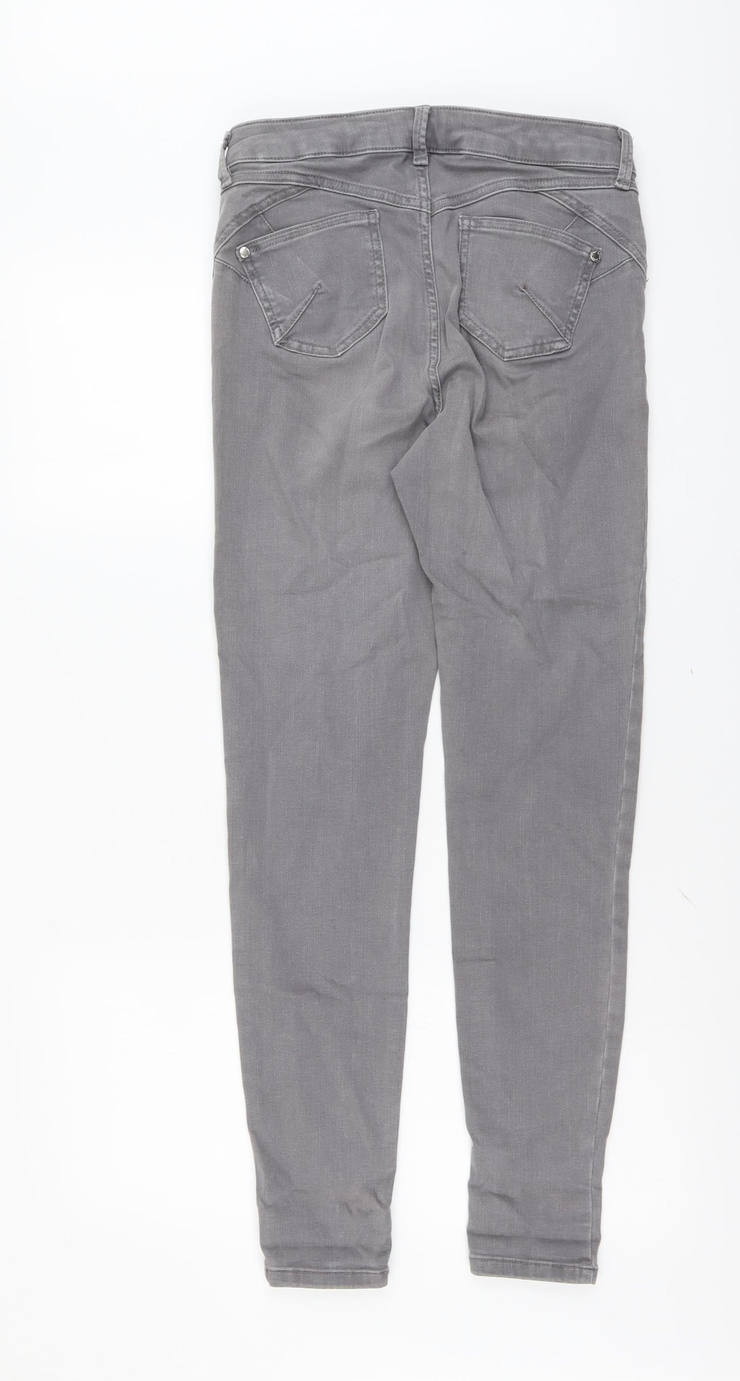 Per Una Womens Grey Cotton Skinny Jeans Size 10 L29 in Regular Button