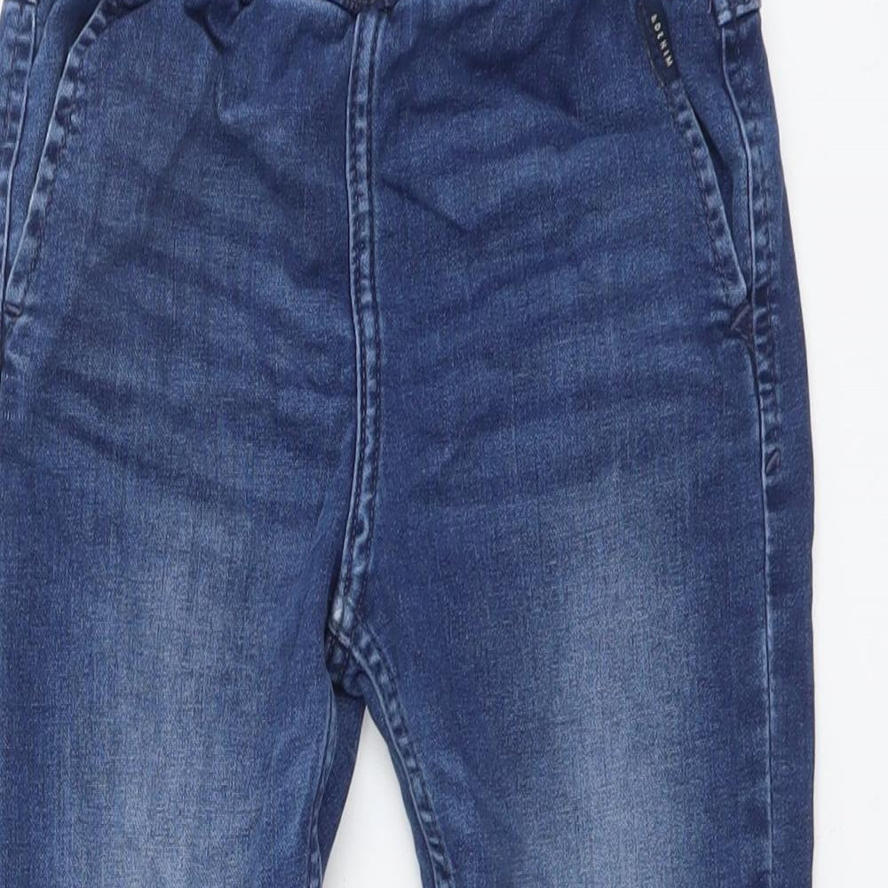 H&M Boys Blue Cotton Straight Jeans Size 5-6 Years Regular Drawstring