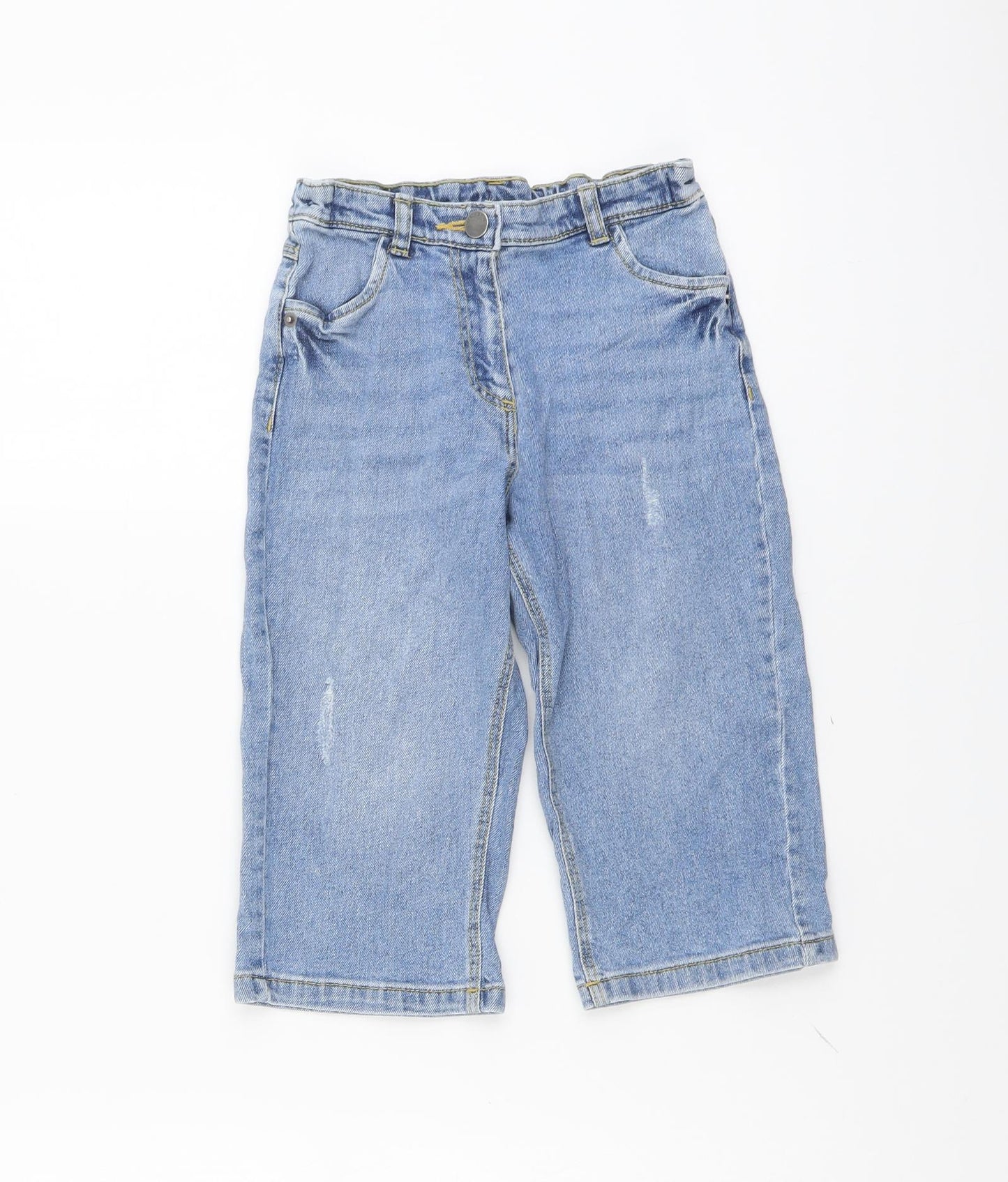TU Girls Blue Cotton Cropped Jeans Size 5 Years Regular Button