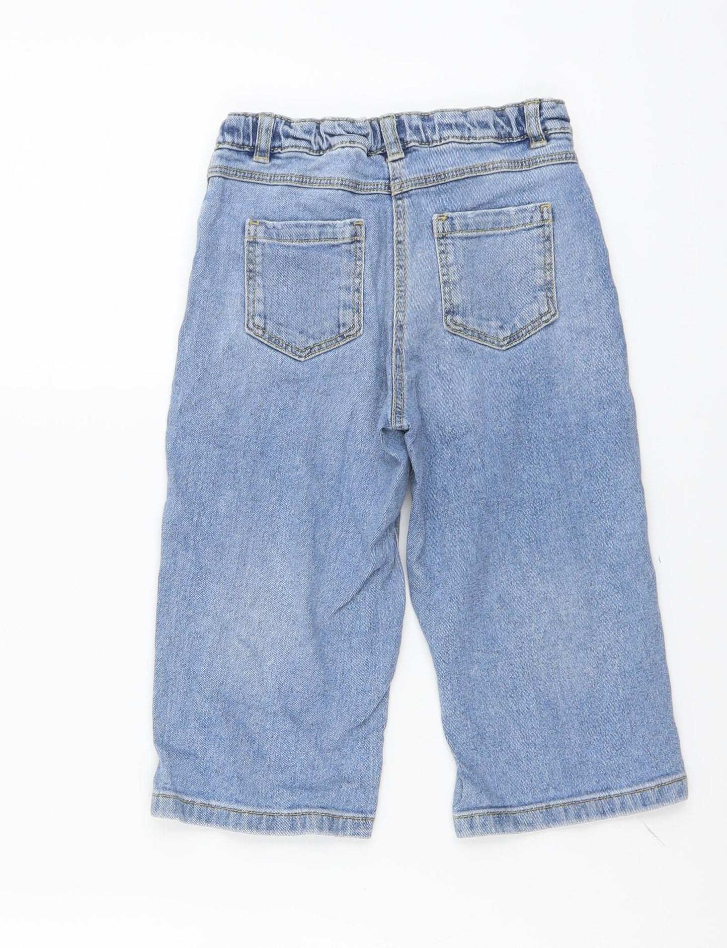 TU Girls Blue Cotton Cropped Jeans Size 5 Years Regular Button