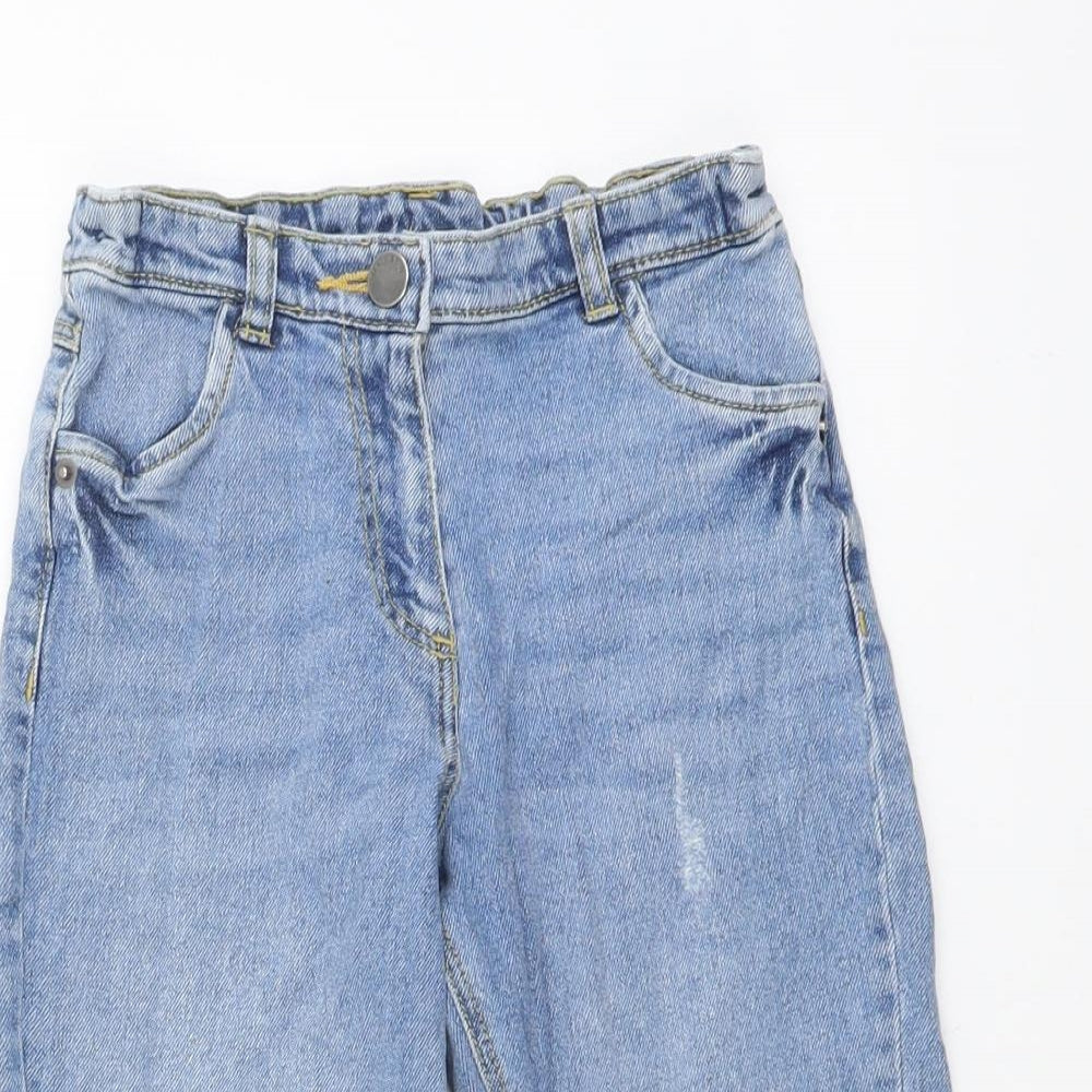 TU Girls Blue Cotton Cropped Jeans Size 5 Years Regular Button