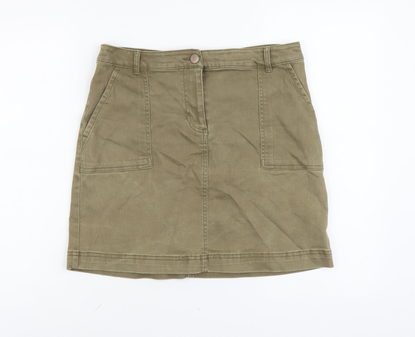 Papaya Womens Brown Cotton Mini Skirt Size 12 Button