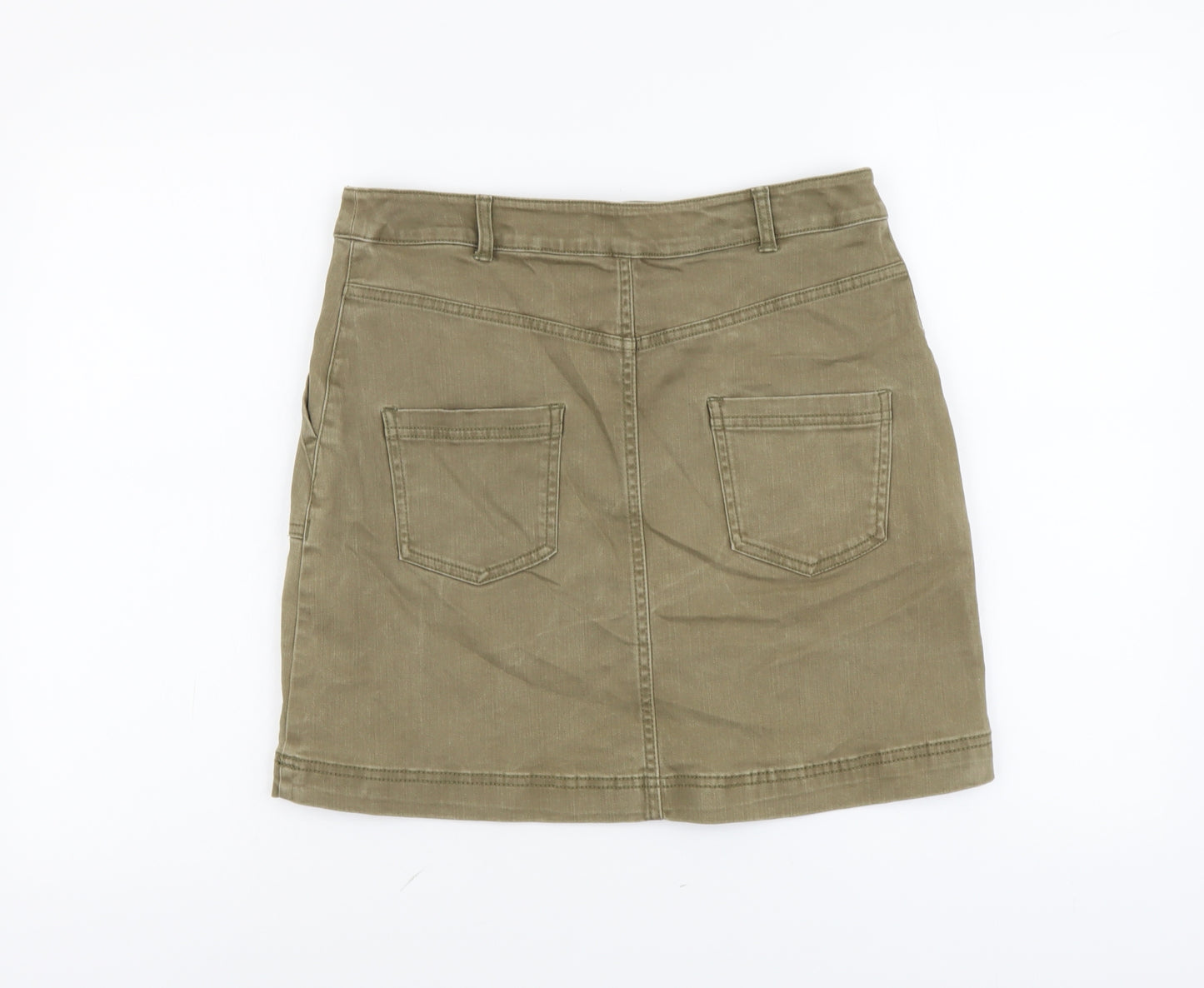 Papaya Womens Brown Cotton Mini Skirt Size 12 Button