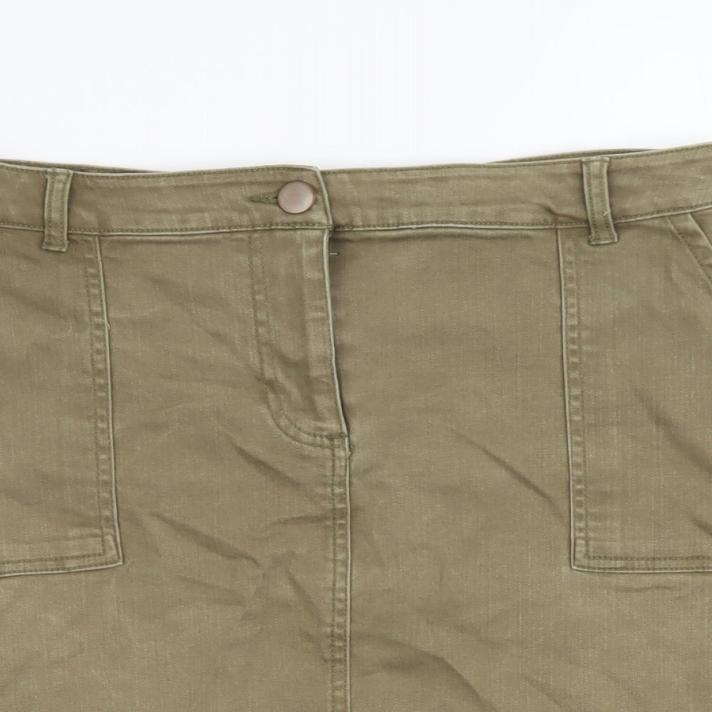 Papaya Womens Brown Cotton Mini Skirt Size 12 Button