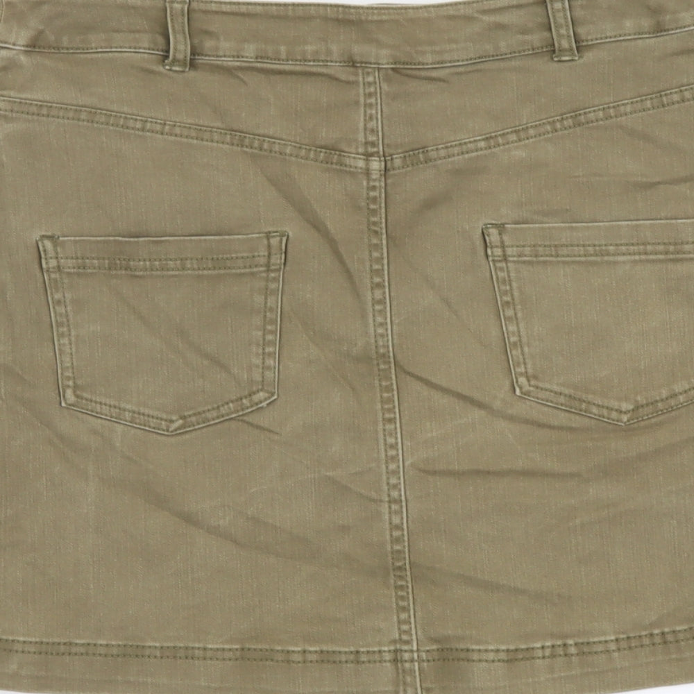Papaya Womens Brown Cotton Mini Skirt Size 12 Button