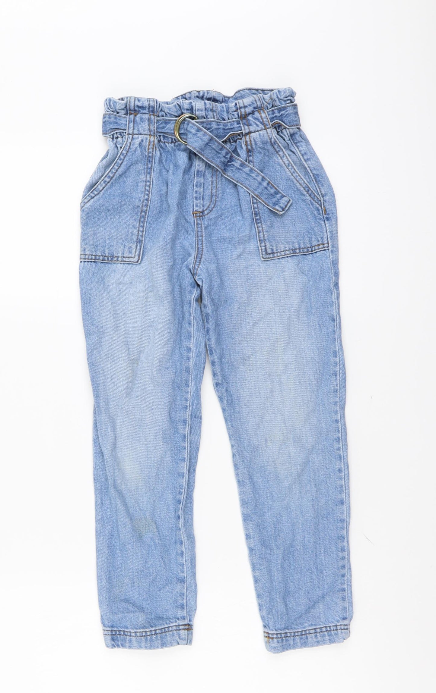 River Island Girls Blue Cotton Straight Jeans Size 8 Years Regular Pullover