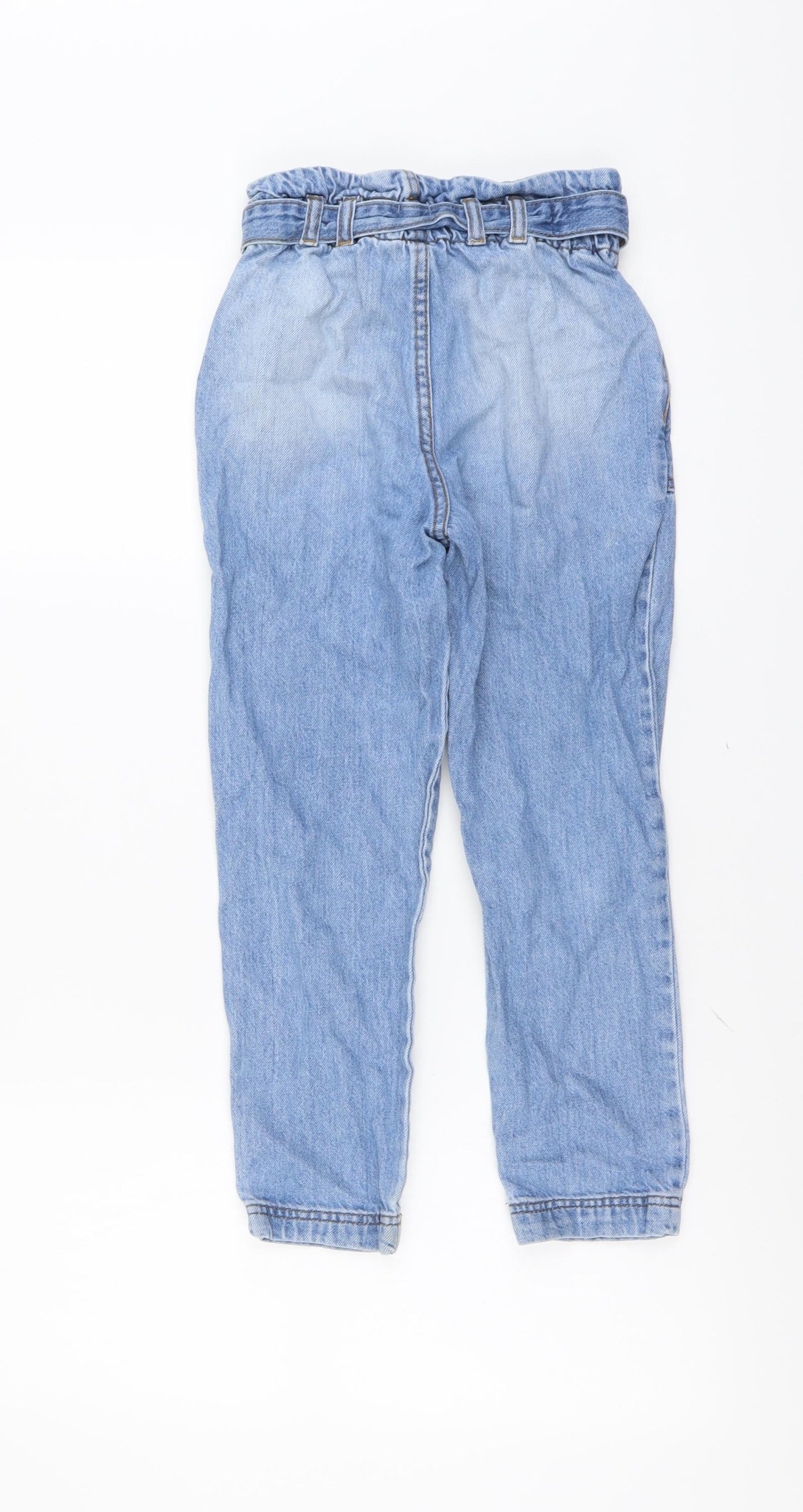 River Island Girls Blue Cotton Straight Jeans Size 8 Years Regular Pullover