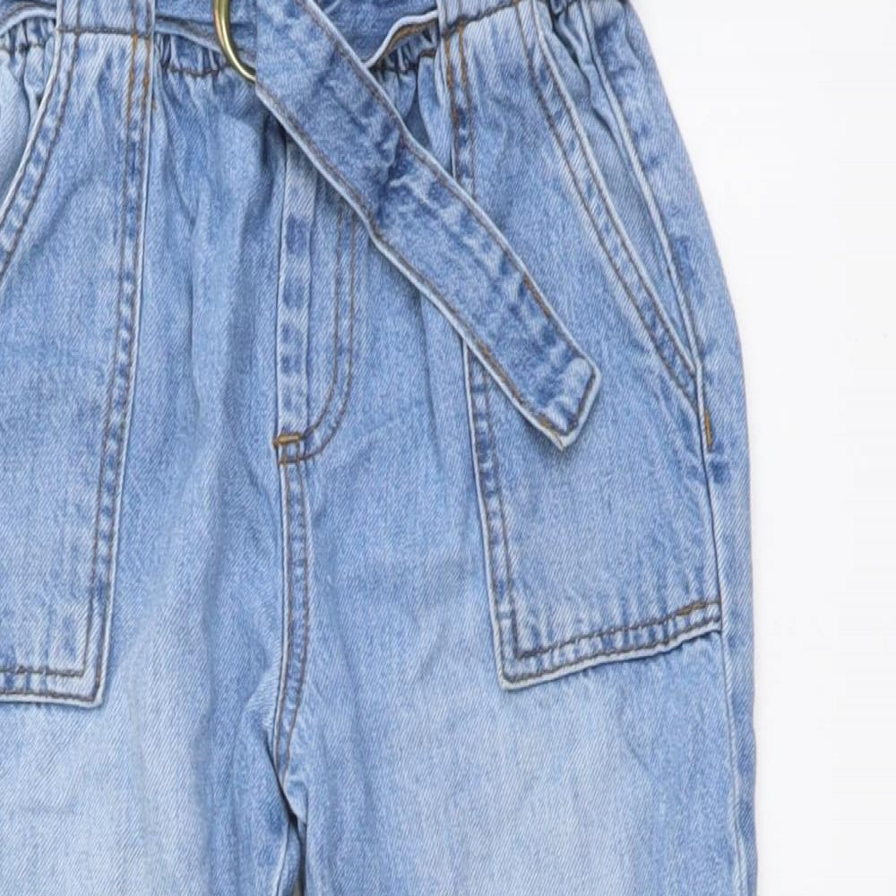 River Island Girls Blue Cotton Straight Jeans Size 8 Years Regular Pullover