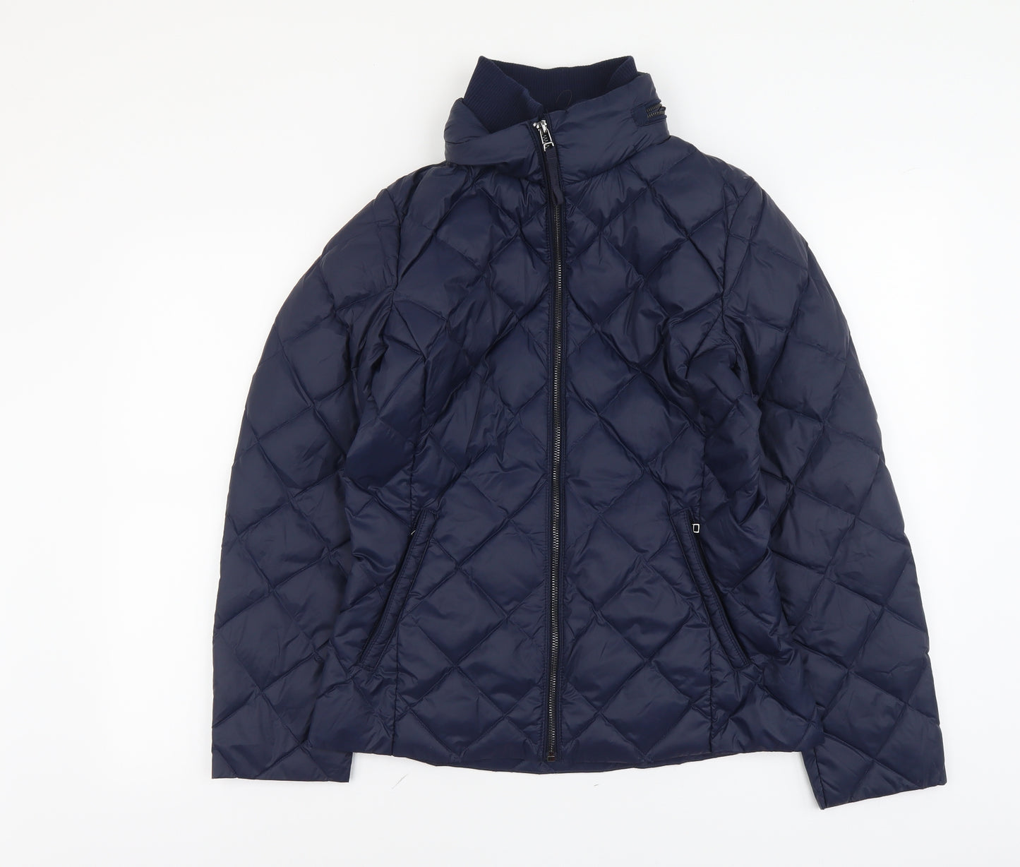 Marks and Spencer Womens Blue Quilted Jacket Size 10 Zip