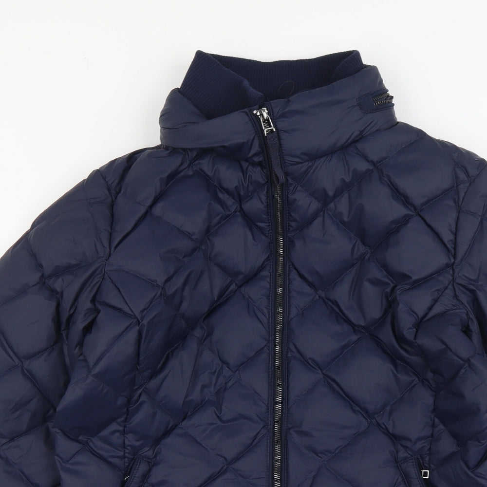 Marks and Spencer Womens Blue Quilted Jacket Size 10 Zip