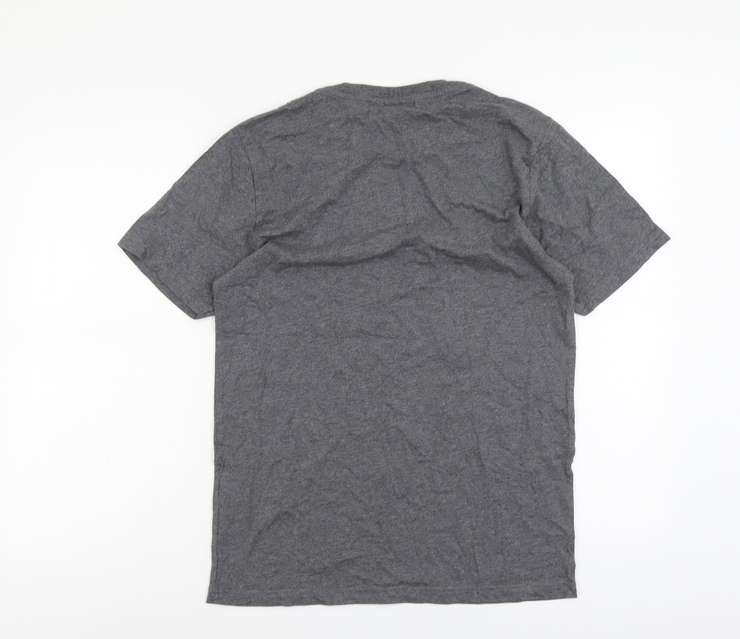 Flood Mens Grey Cotton T-Shirt Size S Round Neck