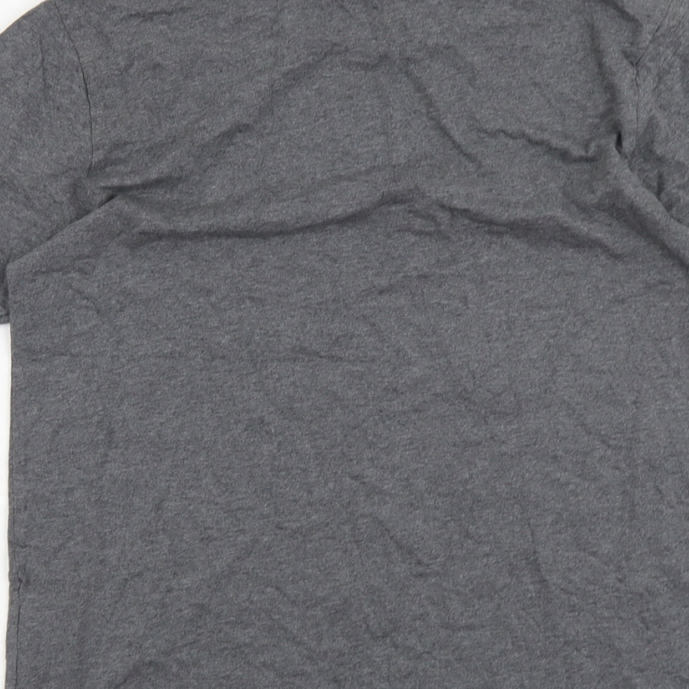 Flood Mens Grey Cotton T-Shirt Size S Round Neck