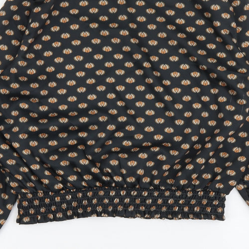 Adele Altman Womens Black Geometric Polyester Basic Blouse Size M Boat Neck