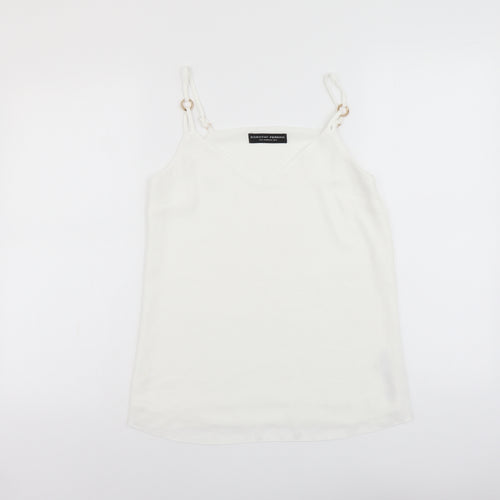 Dorothy Perkins Womens White Polyester Basic Tank Size 6 V-Neck