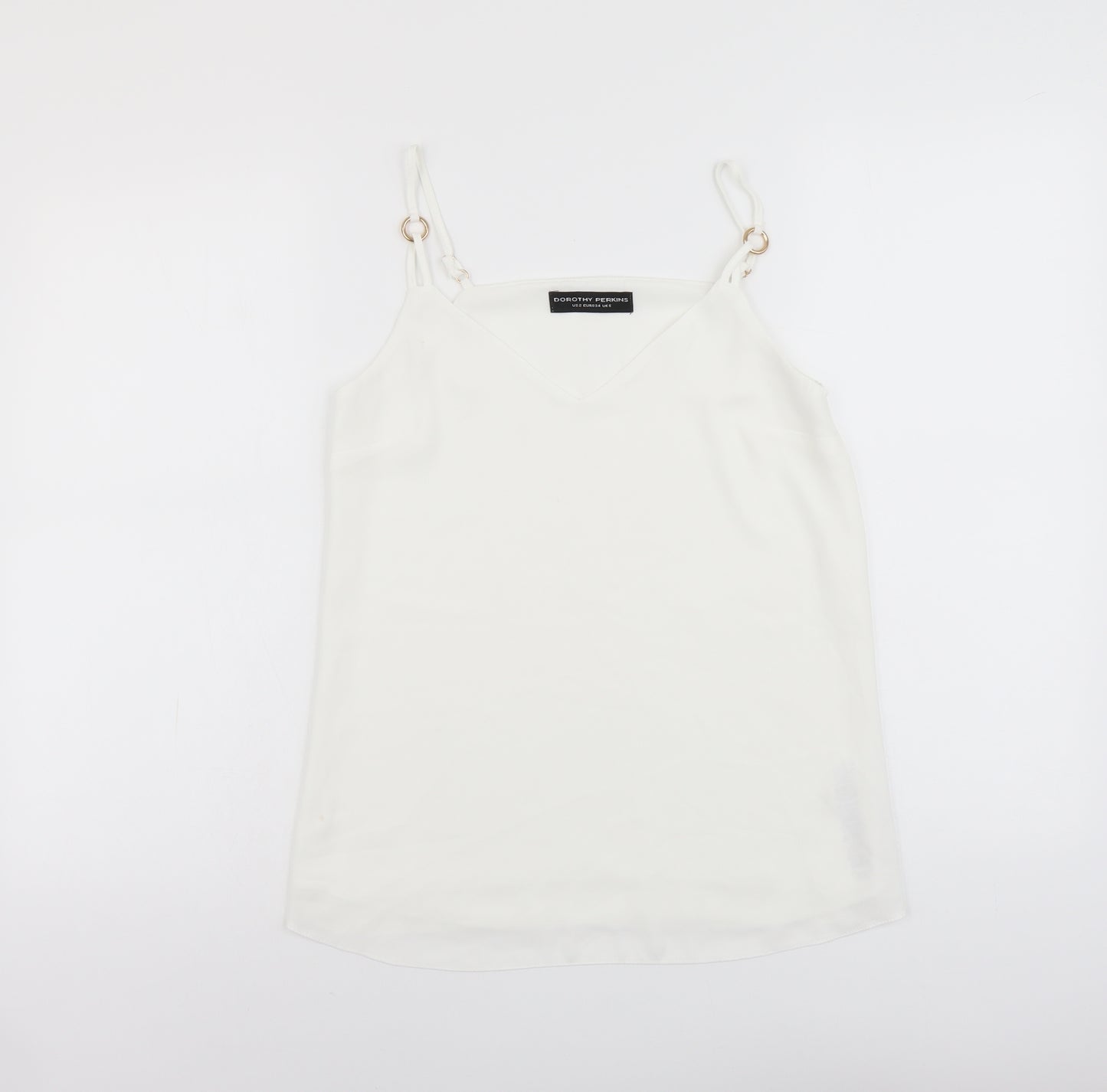 Dorothy Perkins Womens White Polyester Basic Tank Size 6 V-Neck