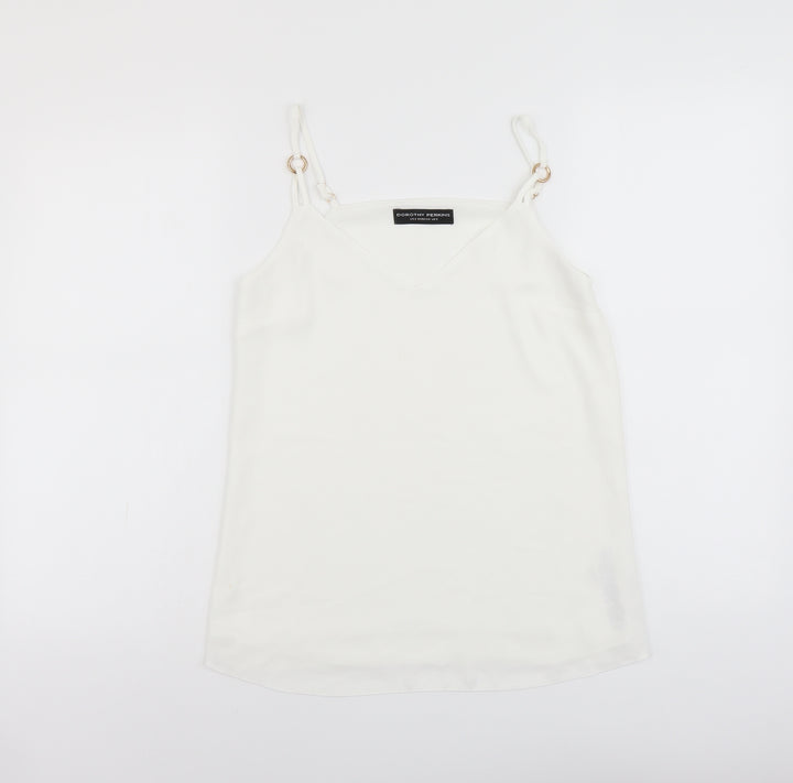 Dorothy Perkins Womens White Polyester Basic Tank Size 6 V-Neck