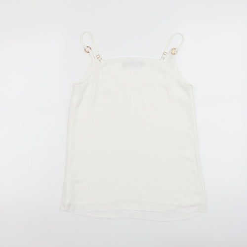 Dorothy Perkins Womens White Polyester Basic Tank Size 6 V-Neck