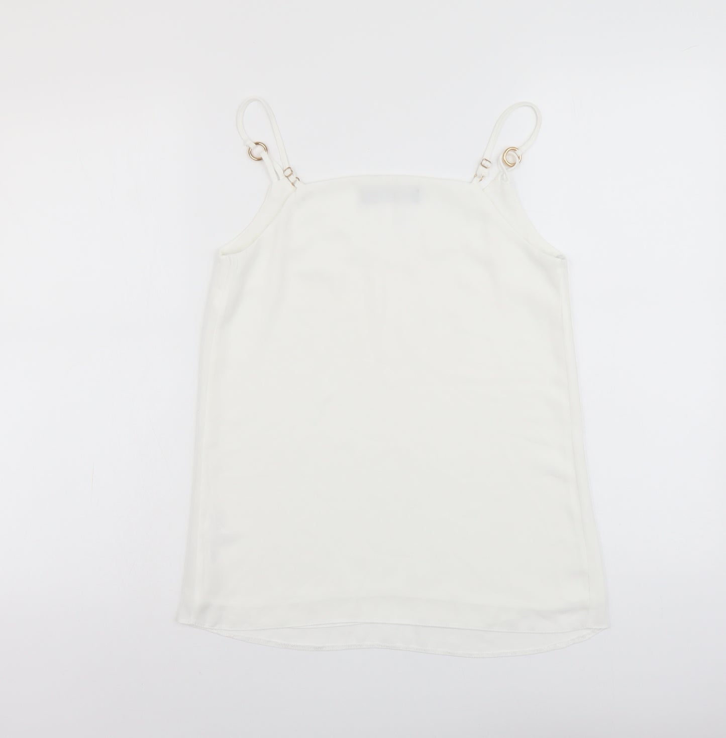 Dorothy Perkins Womens White Polyester Basic Tank Size 6 V-Neck