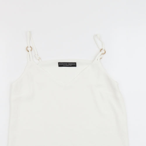 Dorothy Perkins Womens White Polyester Basic Tank Size 6 V-Neck