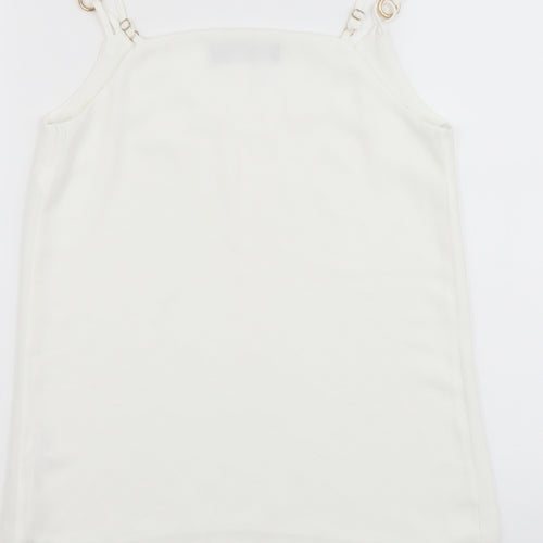 Dorothy Perkins Womens White Polyester Basic Tank Size 6 V-Neck