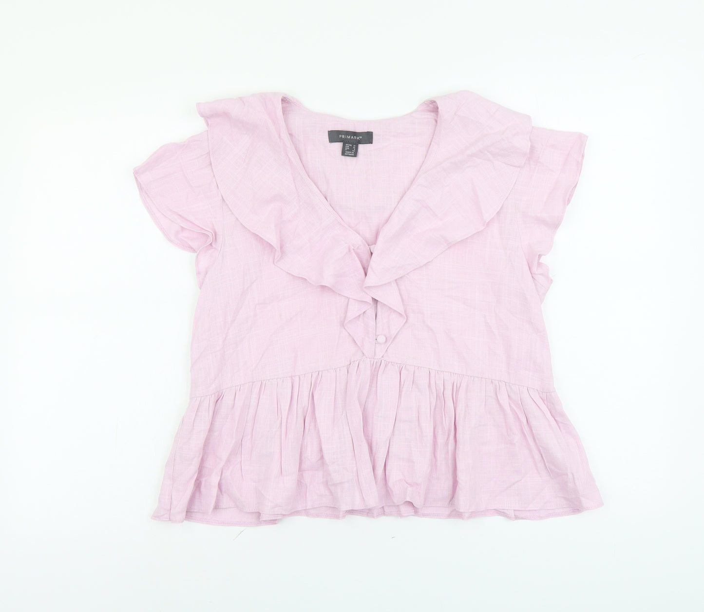 Primark Womens Purple Viscose Basic Blouse Size 10 V-Neck