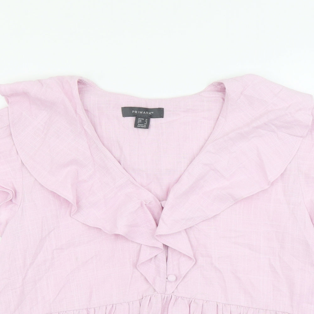 Primark Womens Purple Viscose Basic Blouse Size 10 V-Neck