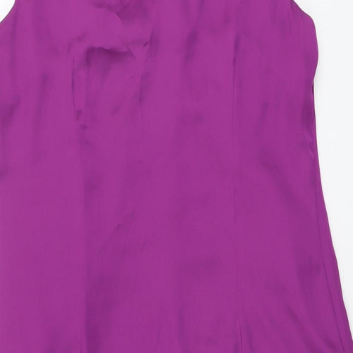 West One Womens Purple Polyester Sheath Size 14 Scoop Neck Pullover - Pleat Detail
